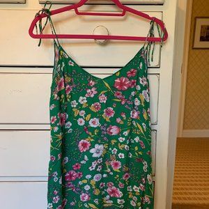 Green Floral Tie-Strap Dress (Paris Designer)